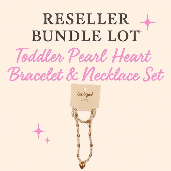 Reseller Bundle | 10 Cat & Jack Toddler Pearl Heart Bracelet & Necklace Sets NWT - Picture 1 of 2
